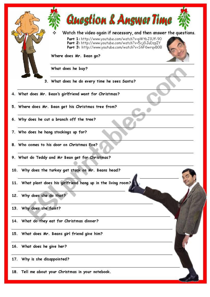 Merry Christmas Mr. Bean Qa. 1 Page Plus Key.   Esl