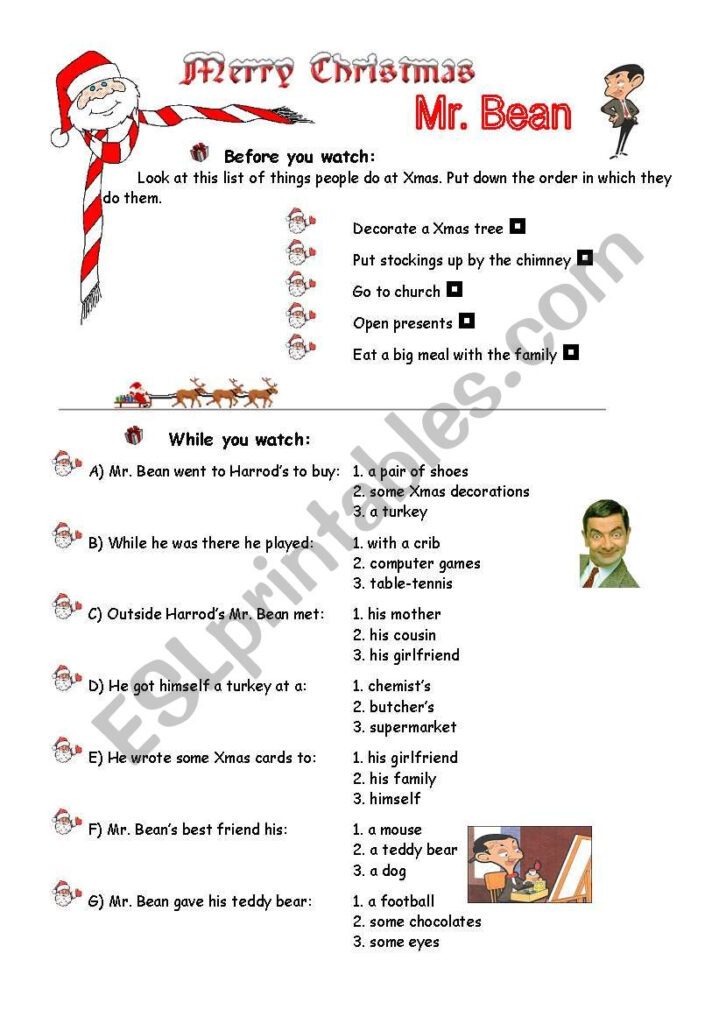 Merry Xmas Mr. Bean   Esl Worksheetportugal