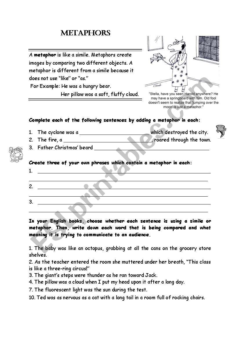 Metaphor - Esl Worksheetamanda259
