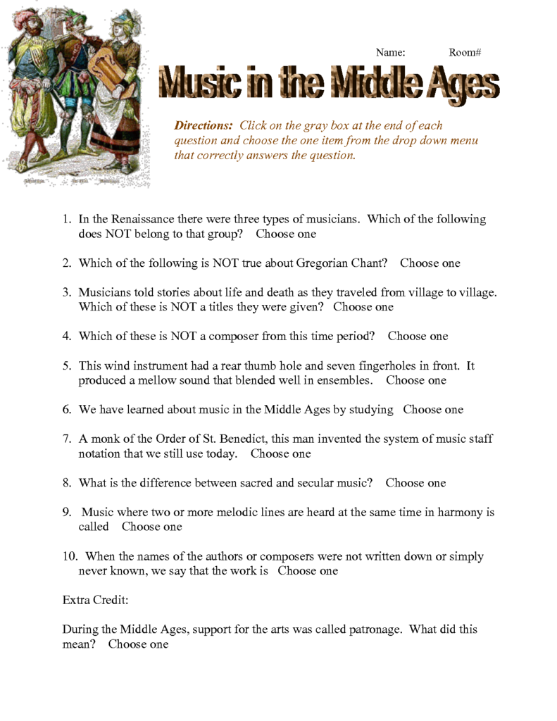 Middle Ages Worksheet   Doc | Worksheets For Kids, General