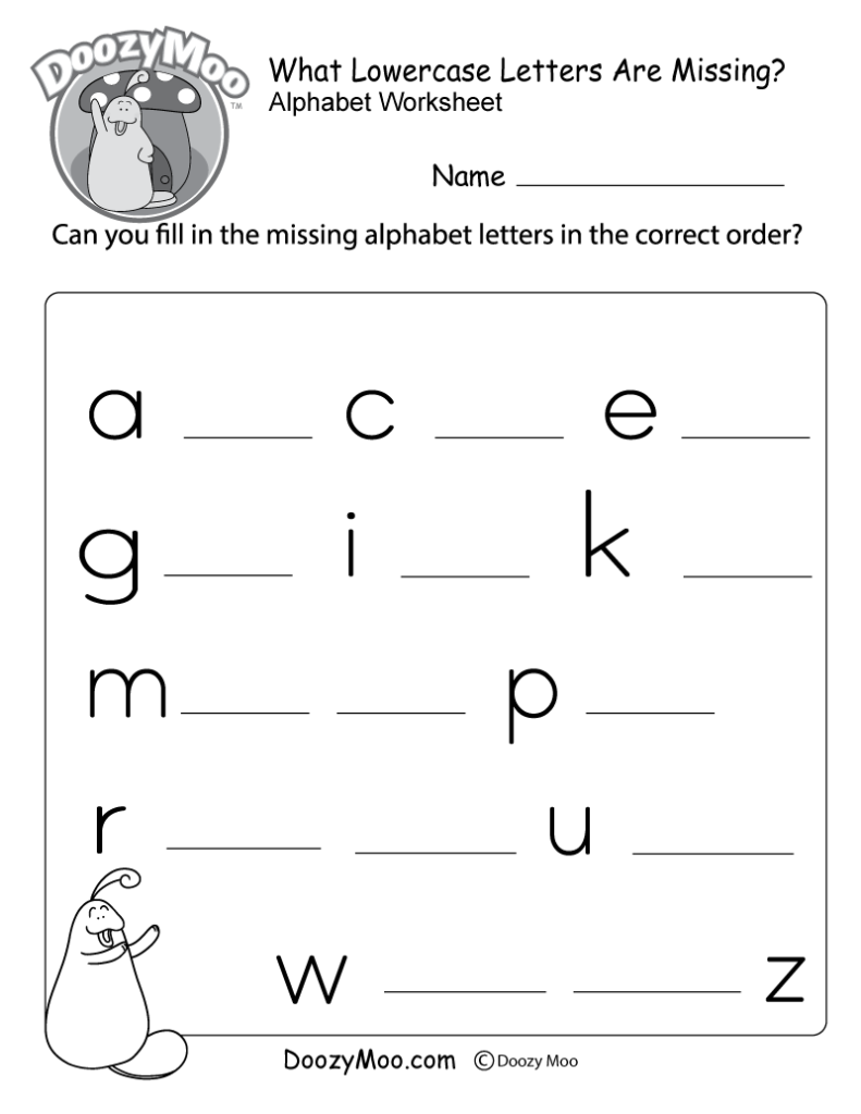 Missing Letter Worksheets (Free Printables)   Doozy Moo With Alphabet Worksheets For Lkg