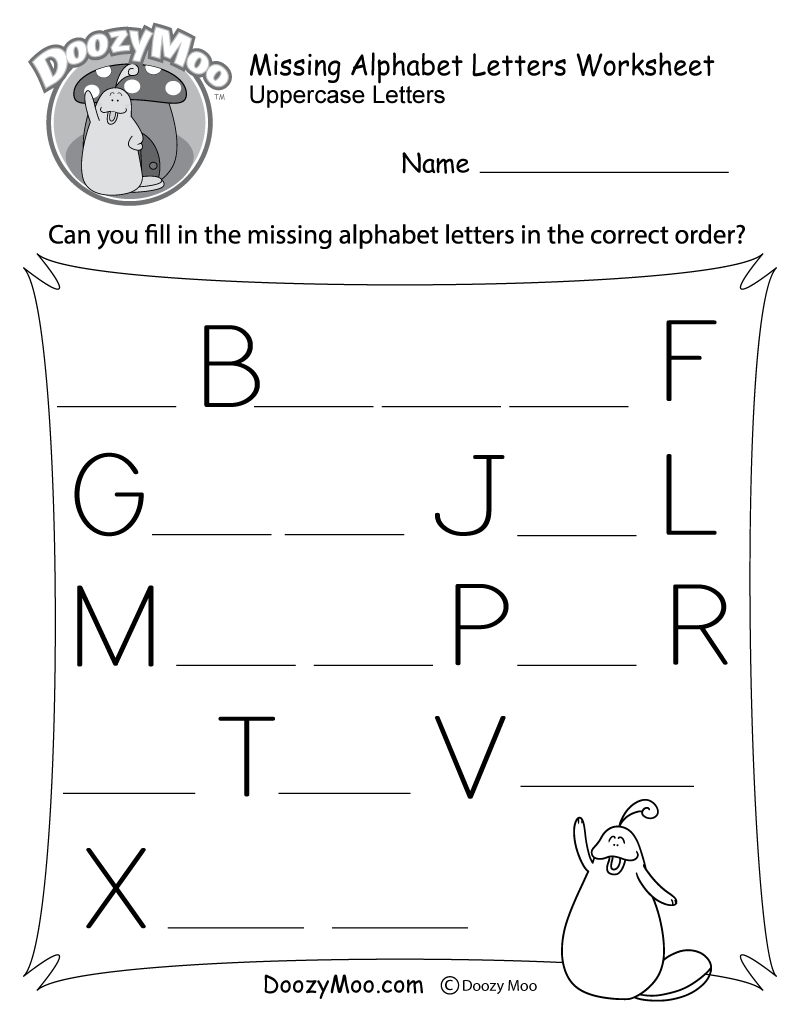Missing Letter Worksheets (Free Printables) - Doozy Moo with regard to Alphabet Practice Worksheets