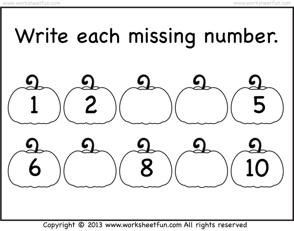 Missing Numbers – 1 10 – Worksheet | Free Preschool
