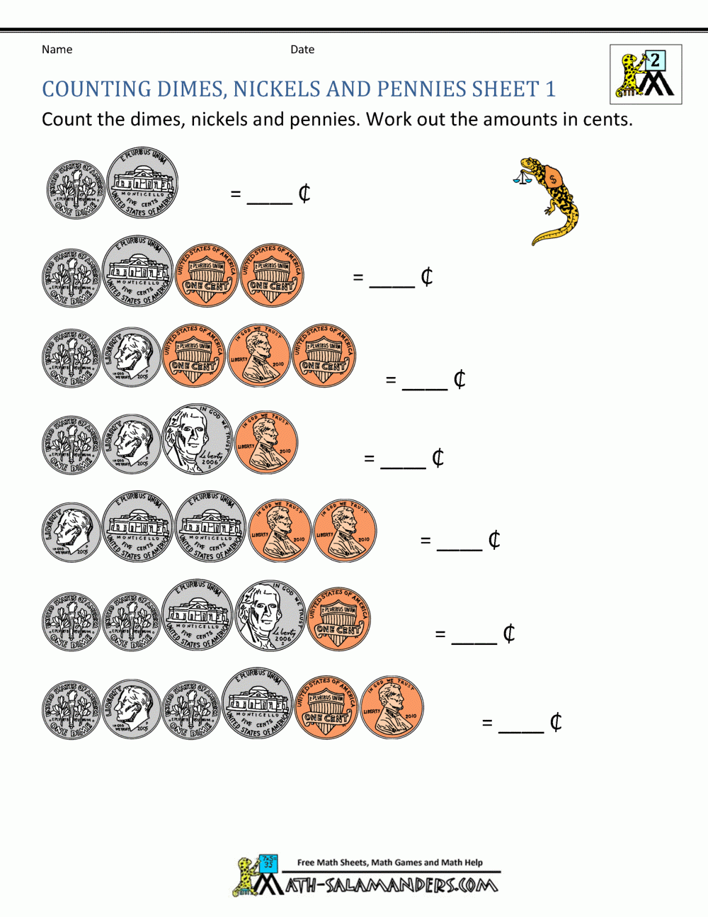 Math Worksheets For 2nd Grade Money