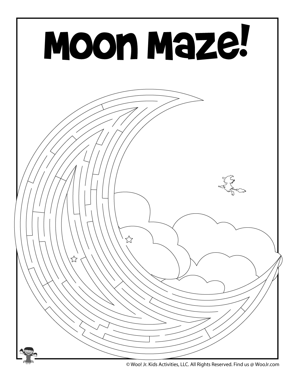 Moon Printable Maze Worksheet | Woo! Jr. Kids Activities