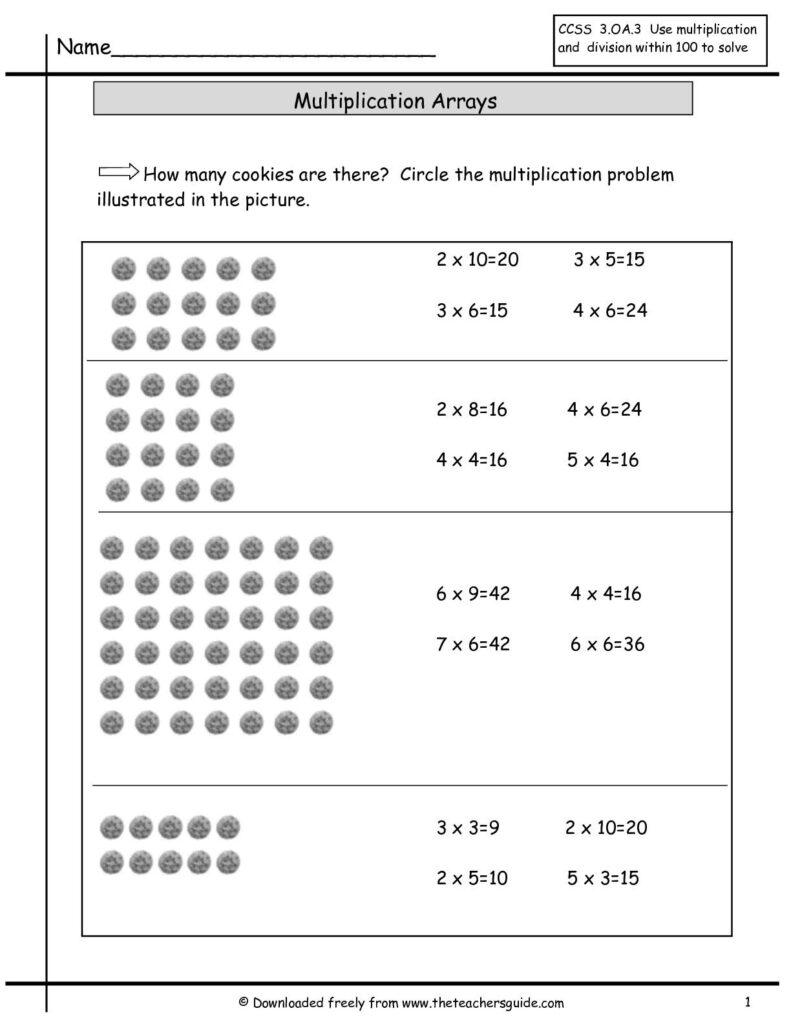 Multiplication Array Worksheets From The Teacher's Guide