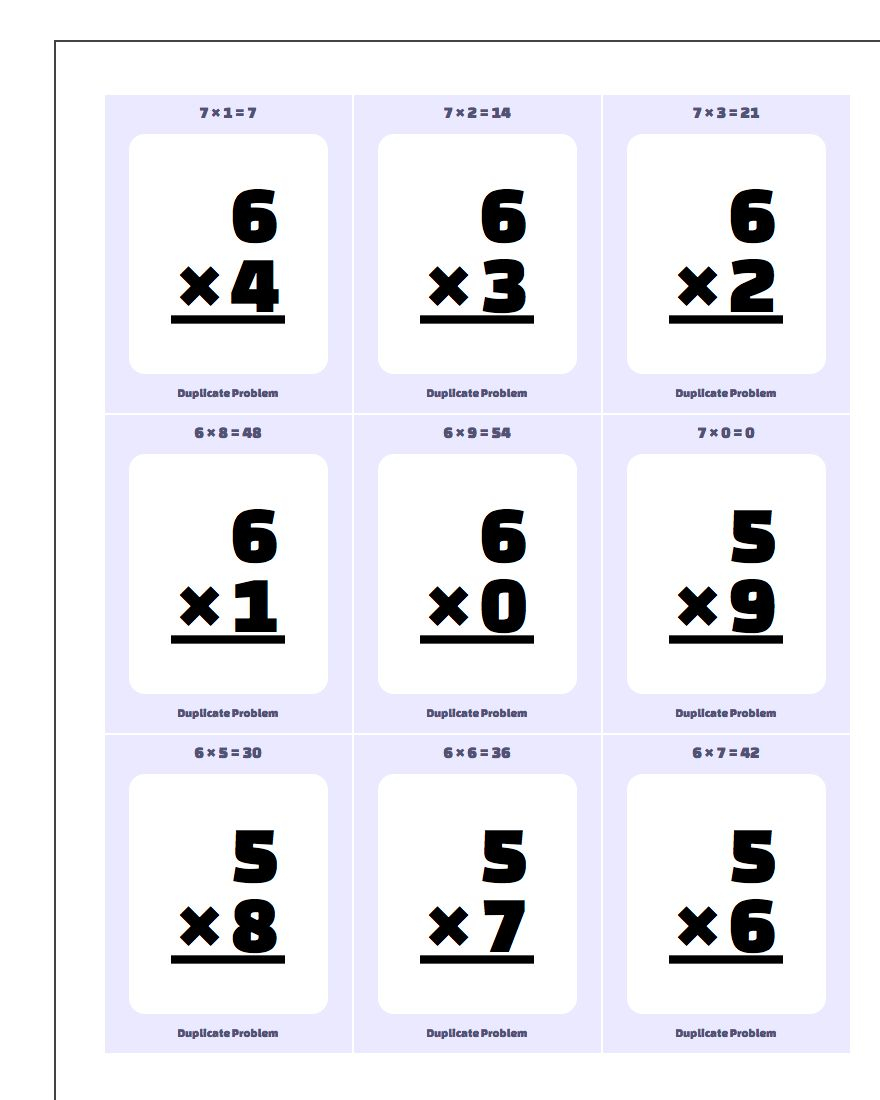 Multiplication Flash Cards