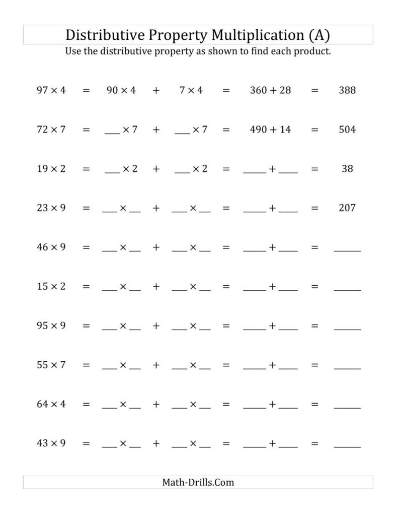 Multiply 2 Digit1 Digit Numbers Using The Distributive