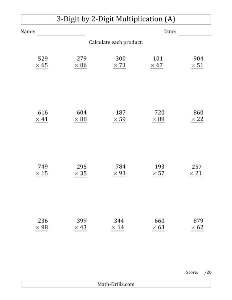 Multiplying 3 Digit2 Digit Numbers (A)