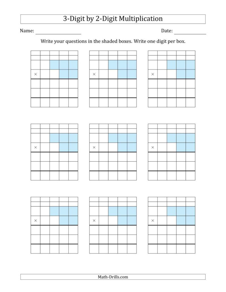 Multiplying 3 Digit2 Digit Numbers With Grid Support