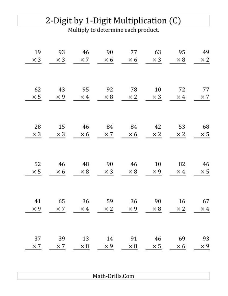 Multiplying A 2 Digit Numbera 1 Digit Number (C