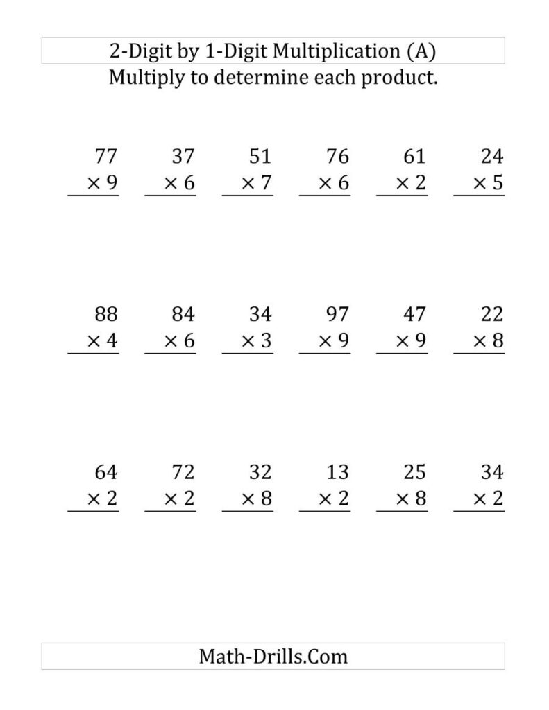 Multiplying A 2 Digit Numbera 1 Digit Number (Large