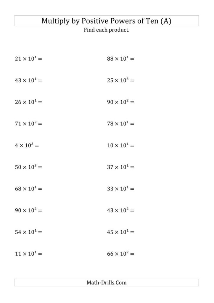 Multiplying Whole Numberspositive Powers Of Ten