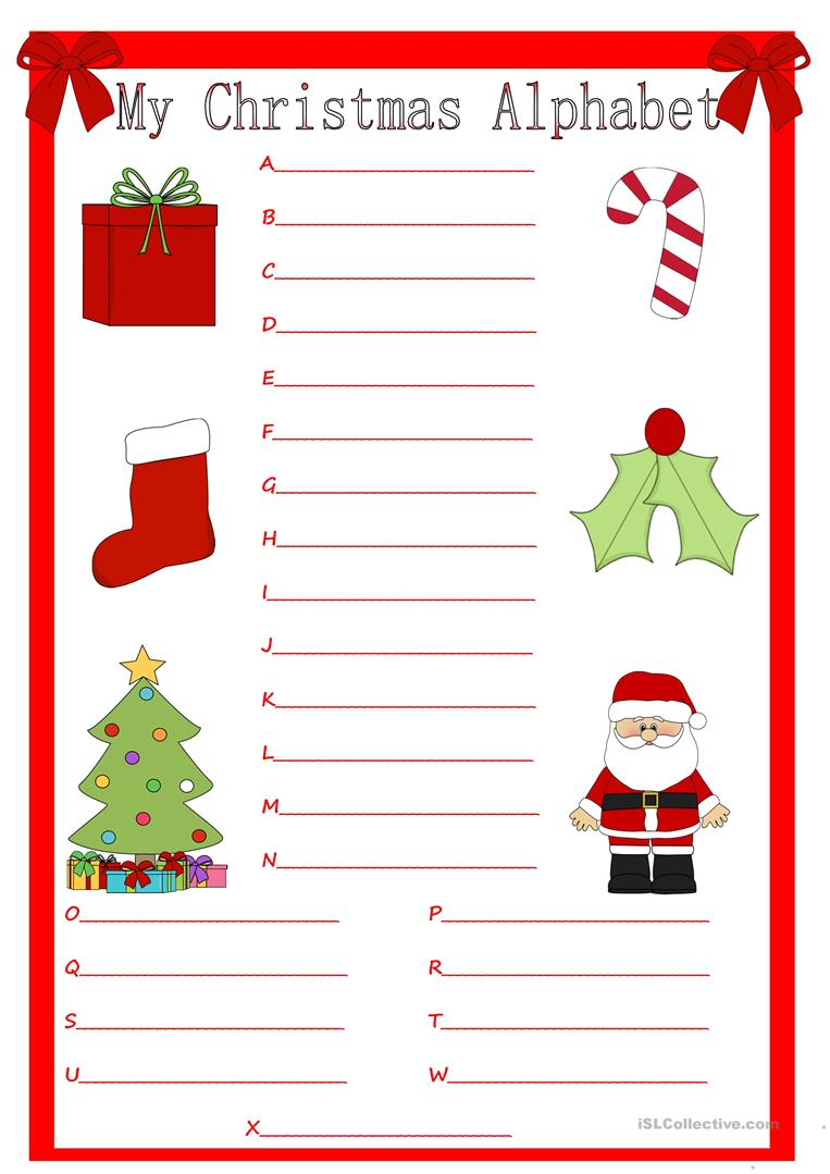 My Christmas Alphabet - English Esl Worksheets For Distance