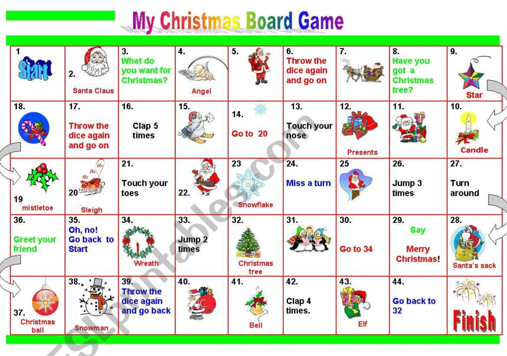 My Christmas Board Game   Esl Worksheetpetili