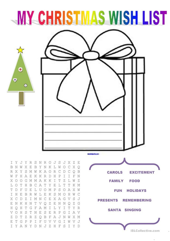 My Christmas Wish List   English Esl Worksheets For Distance