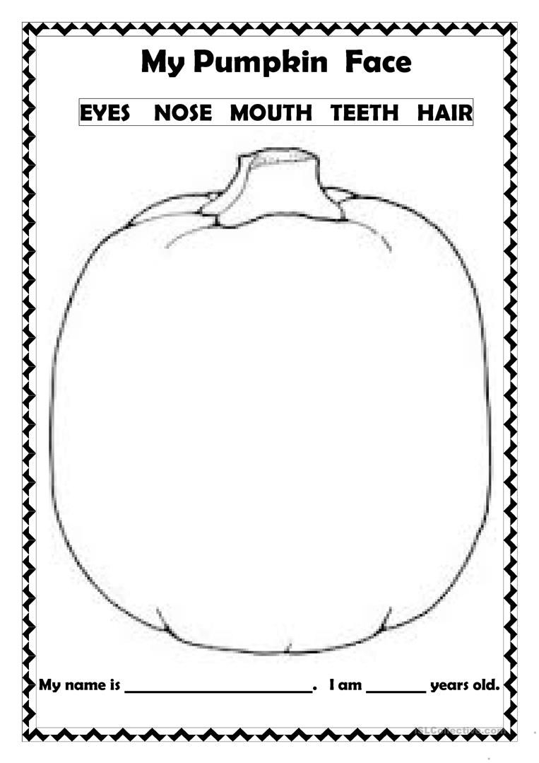 My Pumpkin Face Worksheet - Free Esl Printable Worksheets