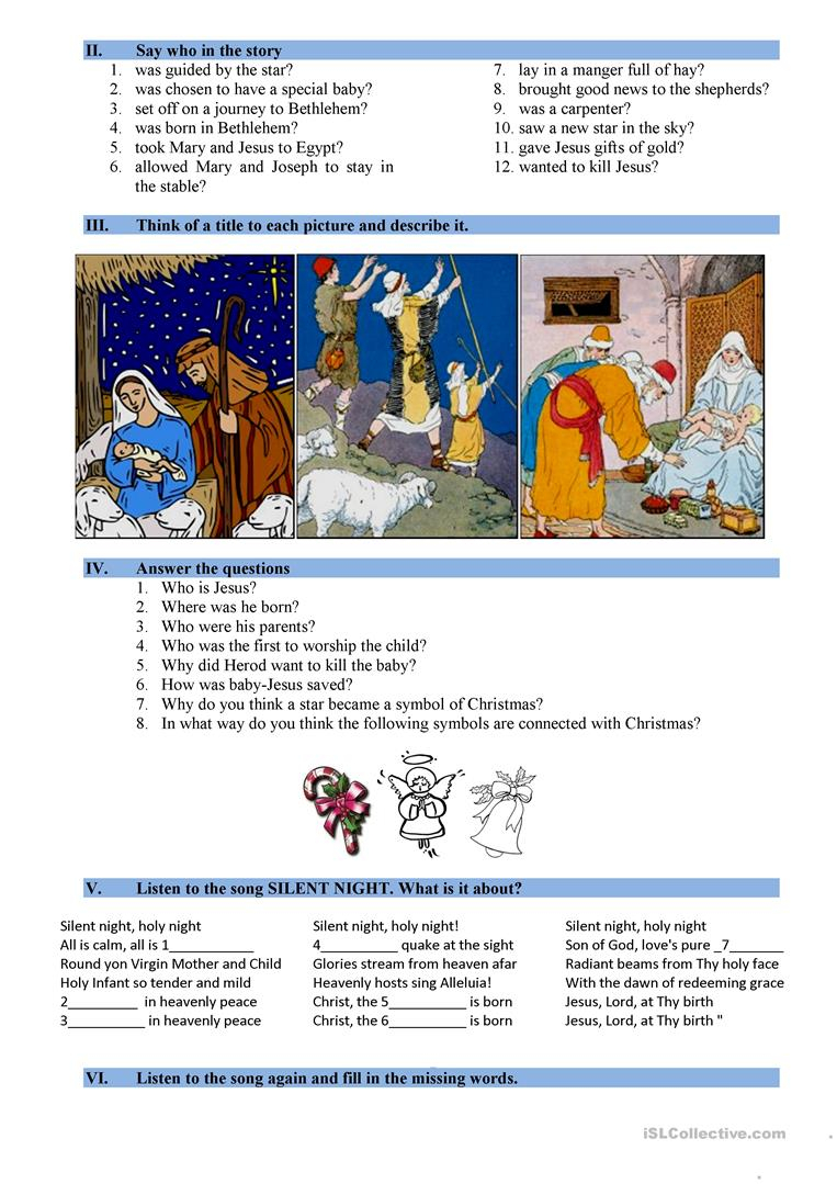 Nativity Story - English Esl Worksheets For Distance