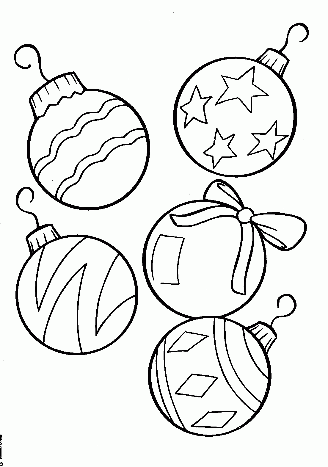 New Coloringe Printable Christmas Ornaments Pages Kids