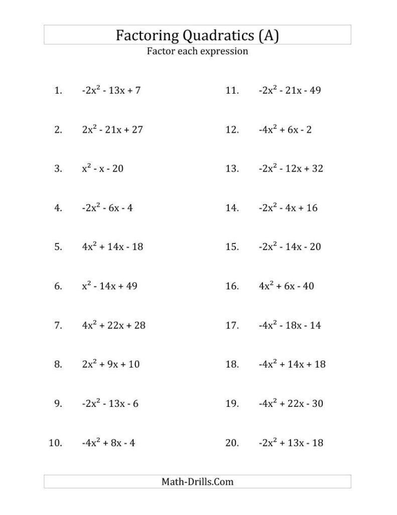 New Factoring Quadratic Expressions With Grade Algebra New Factoring Quadratic Expressions With Grade Algebra