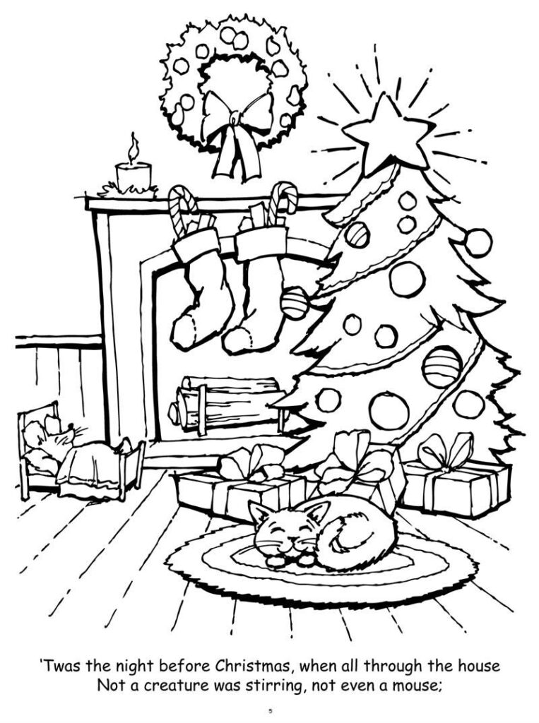 Night Before Christmas Coloring Pages | Christmas Coloring