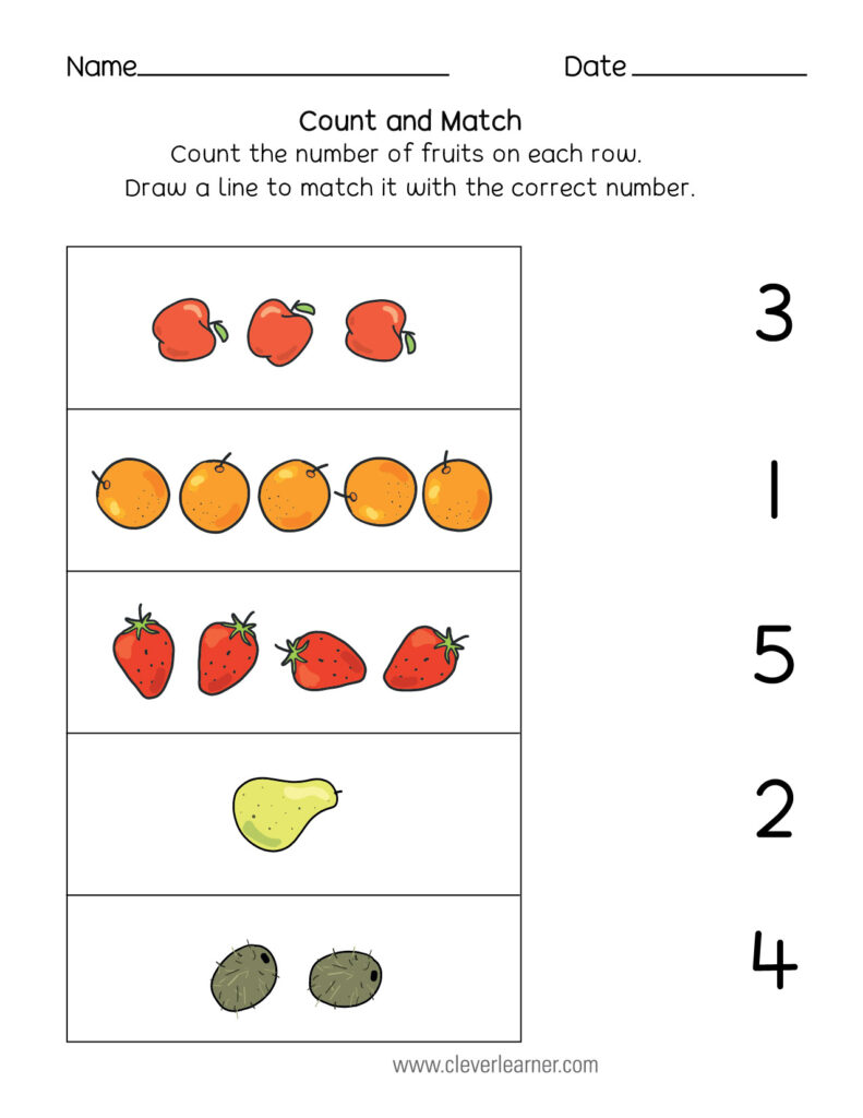 Number Matching Counting And Writing Worksheets Numbers