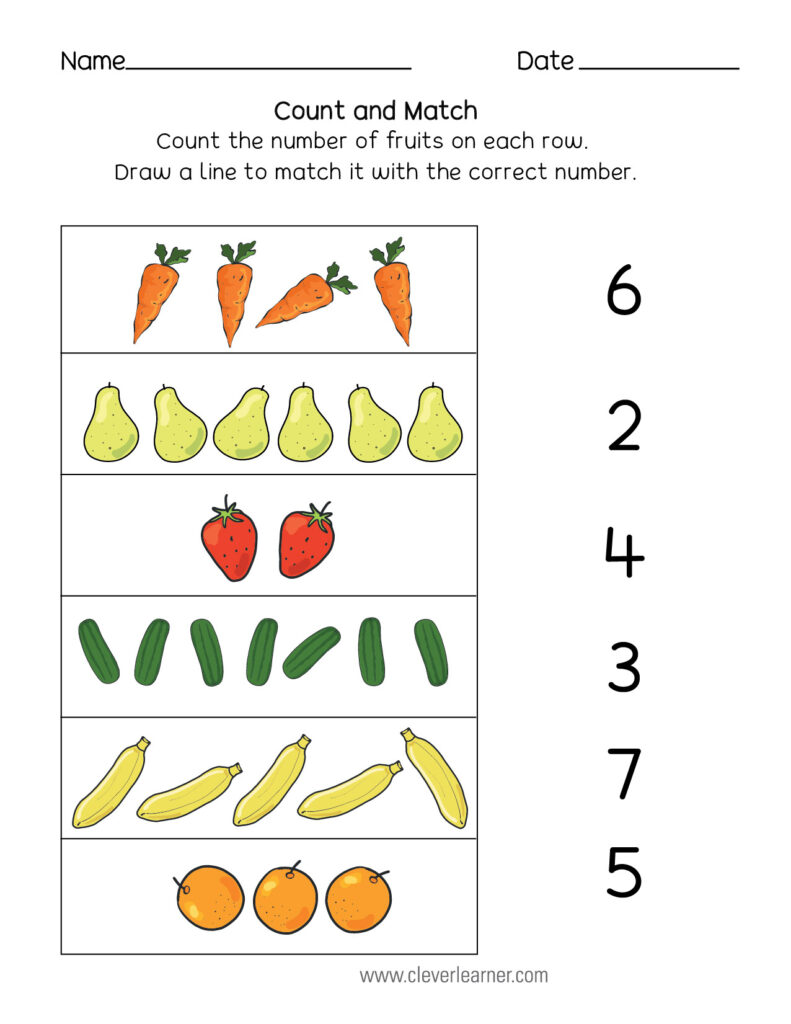 Number Matching Counting And Writing Worksheets Numbers