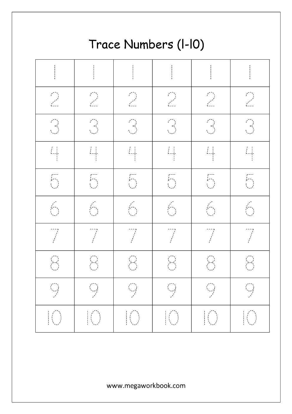 Number Tracing - Tracing Numbers - Number Tracing Worksheets