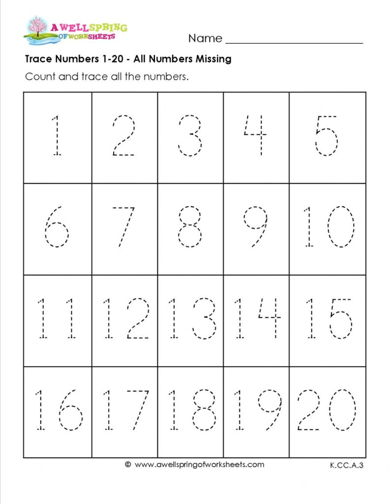 Number Tracing Worksheets Missing Numbers Worksheet 1 100