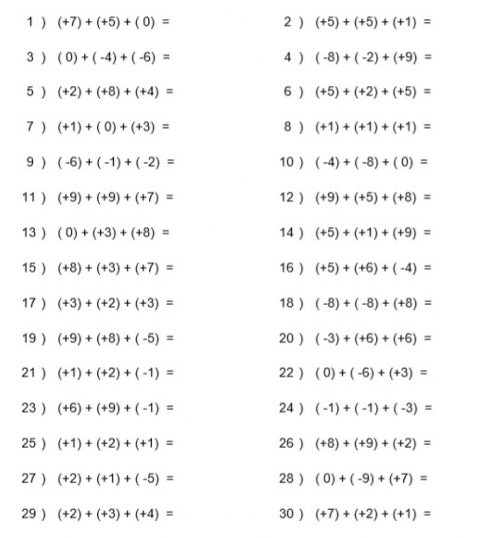 Order Of Operations (Pedmas With Integers 2) Worksheet