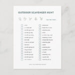 Outdoor Scavenger Hunt Kids Party Game Card | Zazzle In