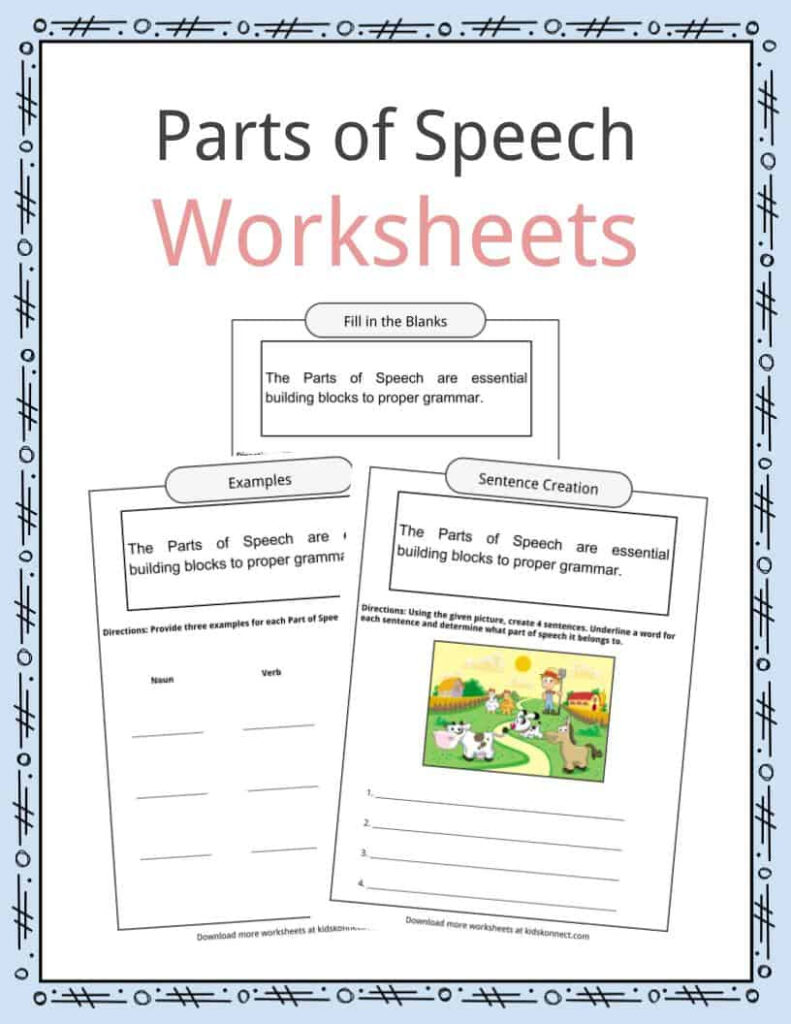 Parts Of Speech Worksheets, Examples & Definition For Kids