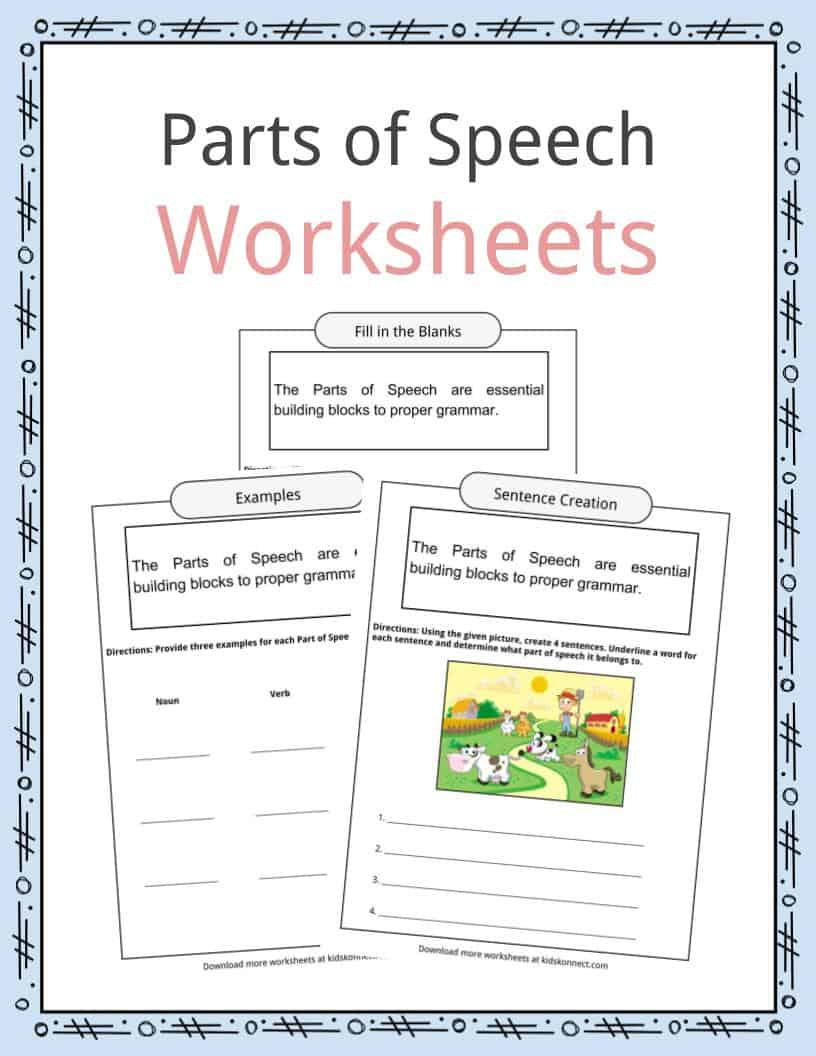 Parts Of Speech Worksheets, Examples &amp;amp; Definition For Kids