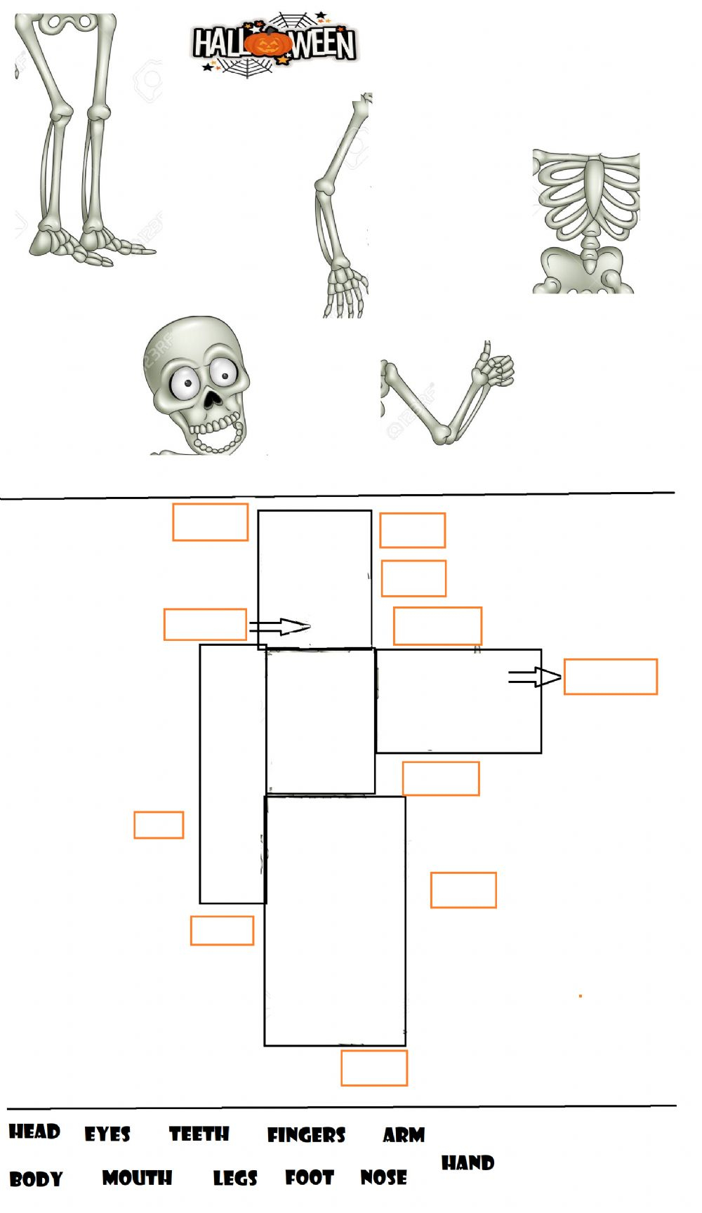 Parts Of The Body - Halloween! Worksheet