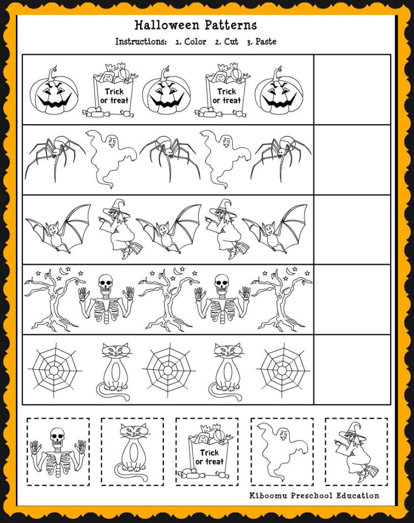 Patterns Math Worksheet For Halloween 884×1,116 Pixels