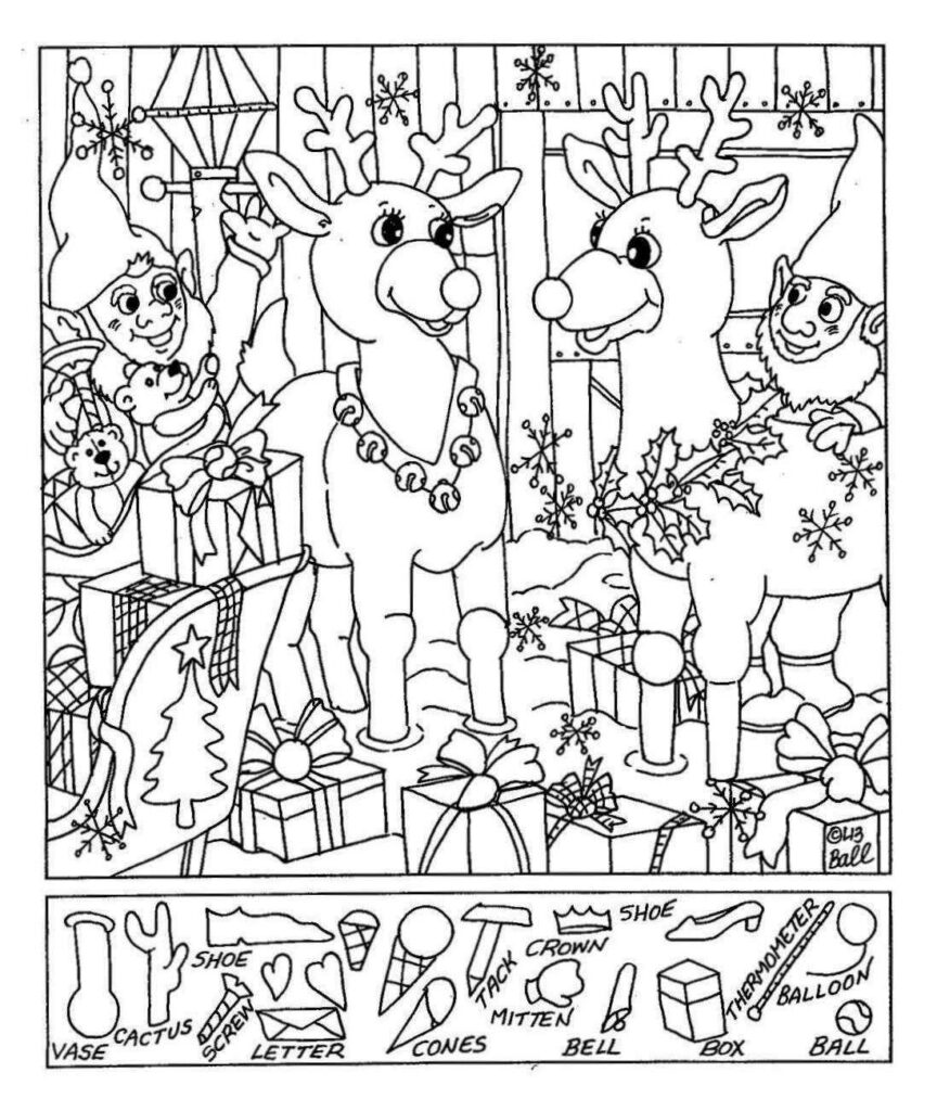 Printable Christmas Hidden Picture Worksheets