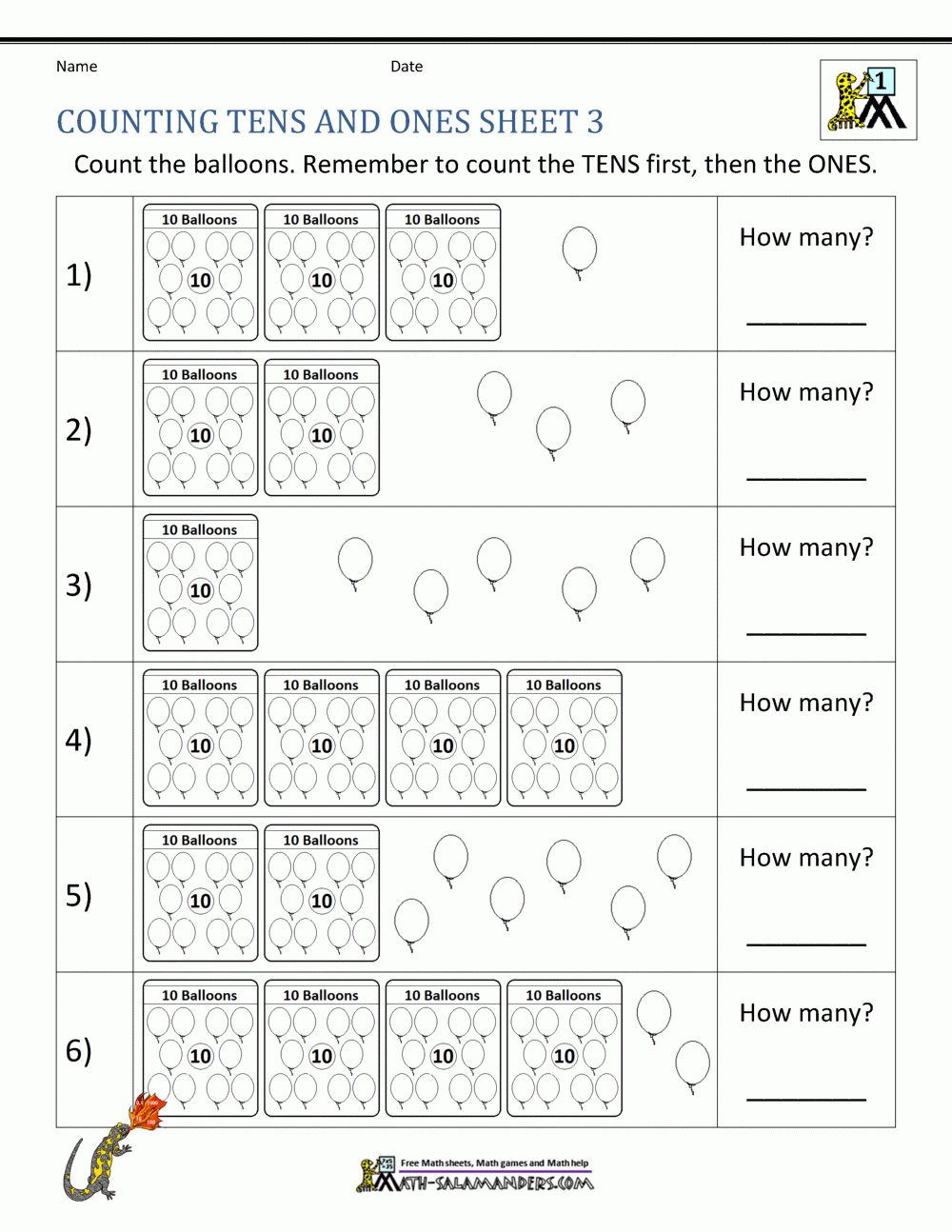 Place Value Ones And Tens Worksheets