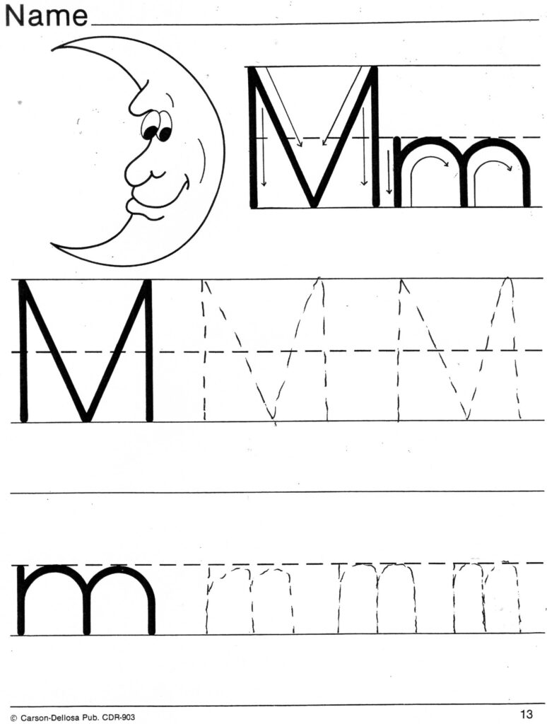 Practice Sheets For Parents Regarding M Letter Tracing