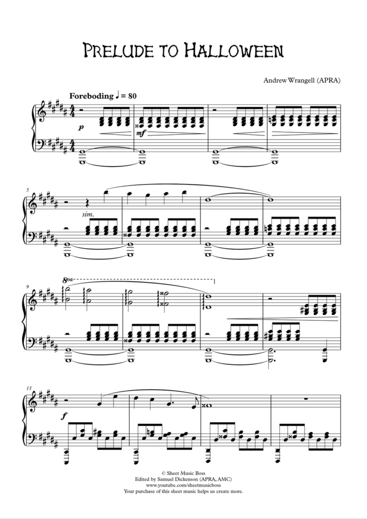 Prelude To Halloween (Piano Sheet Music Pdf, Midi, And Mp3)