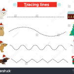 Preschool Christmas Worksheet Practicing Fine Motor Stock