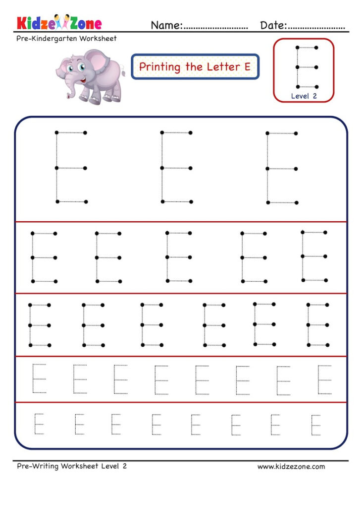 Preschool Letter E Tracing Worksheet   Different Sizes In Letter E Tracing Worksheets Preschool