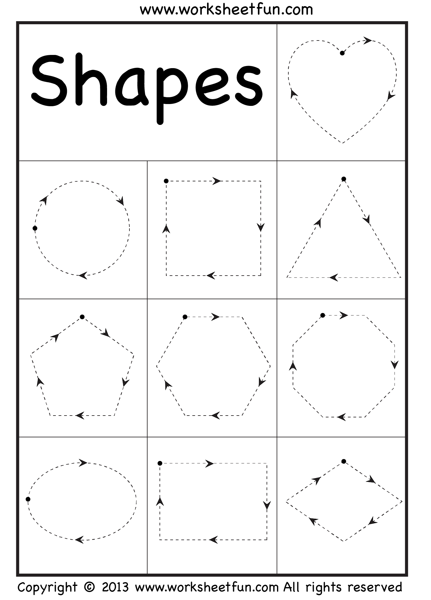 Preschool+Shapes+Tracing+Worksheet | Shape Tracing with Letter Tracing 3 Year Olds