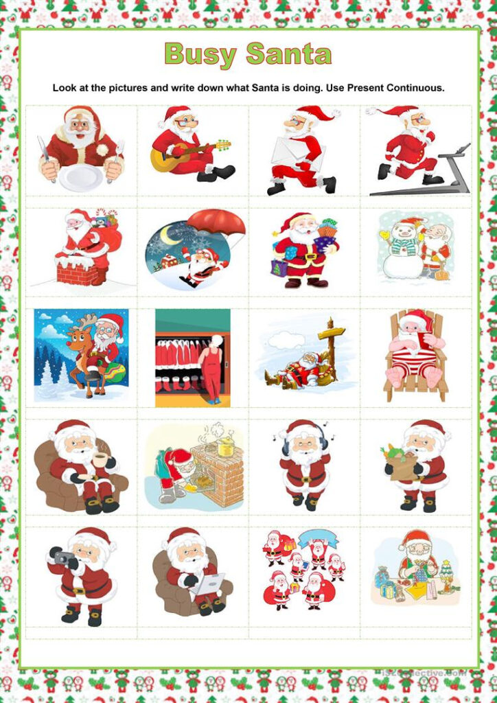 Present Continuous   Christmas   Busy Santa   English Esl