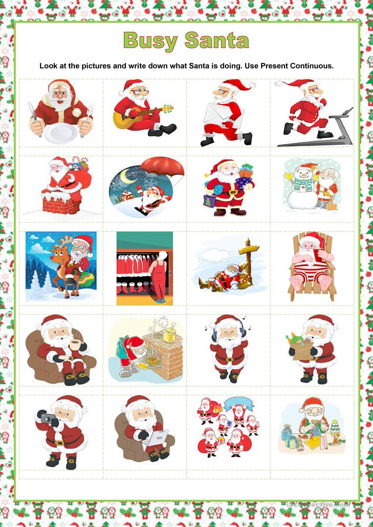 Present Continuous - Christmas - Busy Santa - English Esl