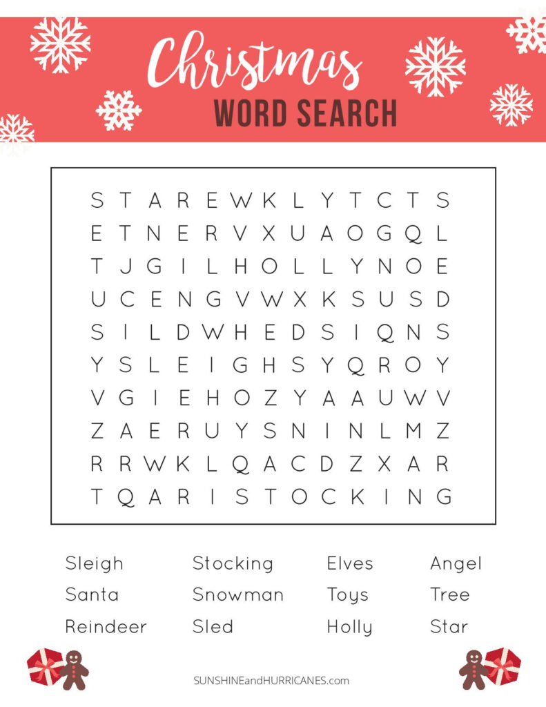 Printable Christmas Word Search   A Fun Holiday Activity For