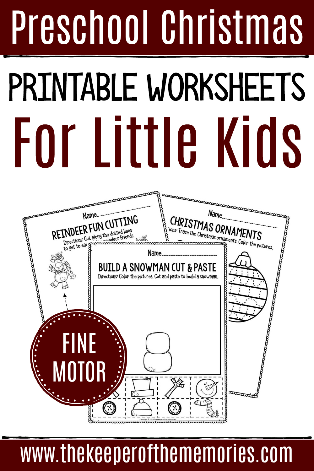 Printable Fine Motor Christmas Preschool Worksheets