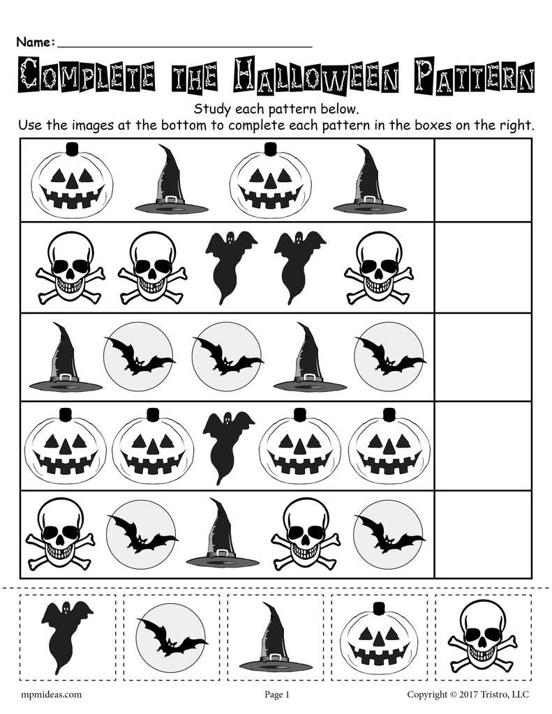 Printable Halloween Pattern Worksheet! | Halloween