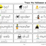 Printable Halloween Words Handwriting & Tracing Worksheet