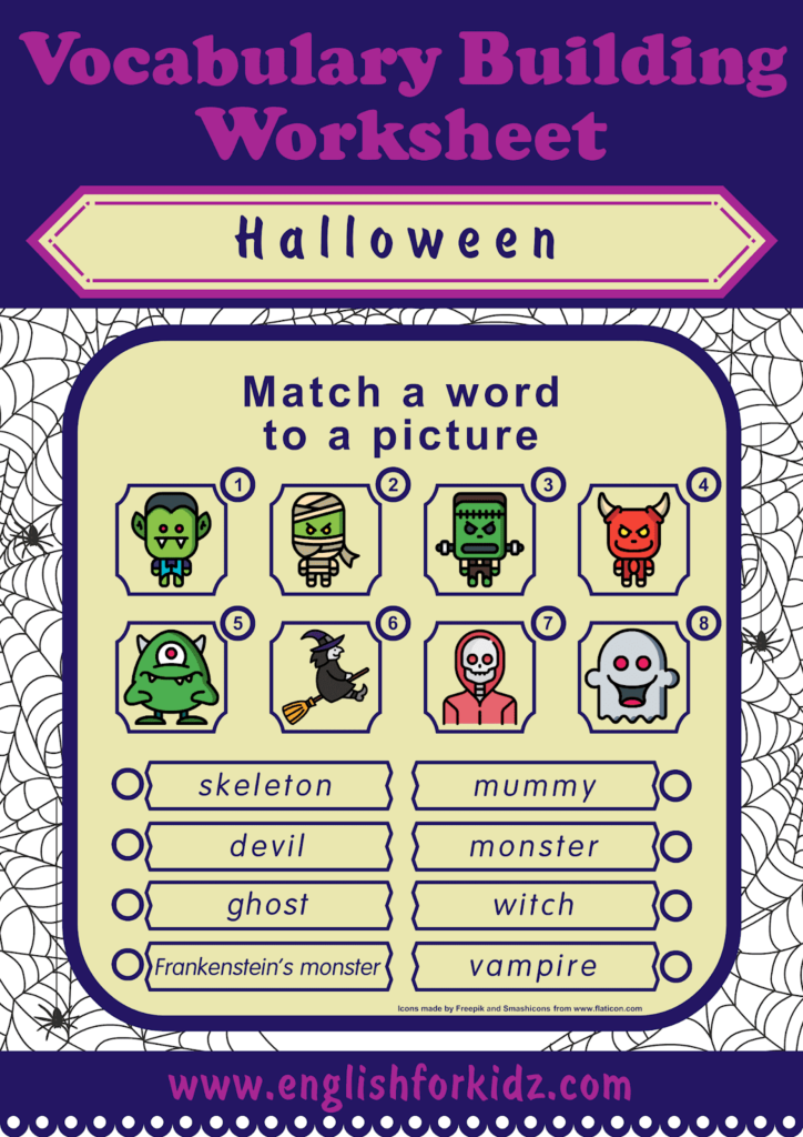 Printable Halloween Worksheets, Flashcards And Games