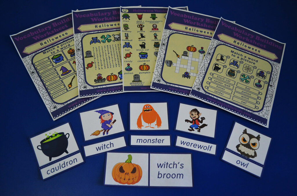 Printable Halloween Worksheets, Flashcards And Games